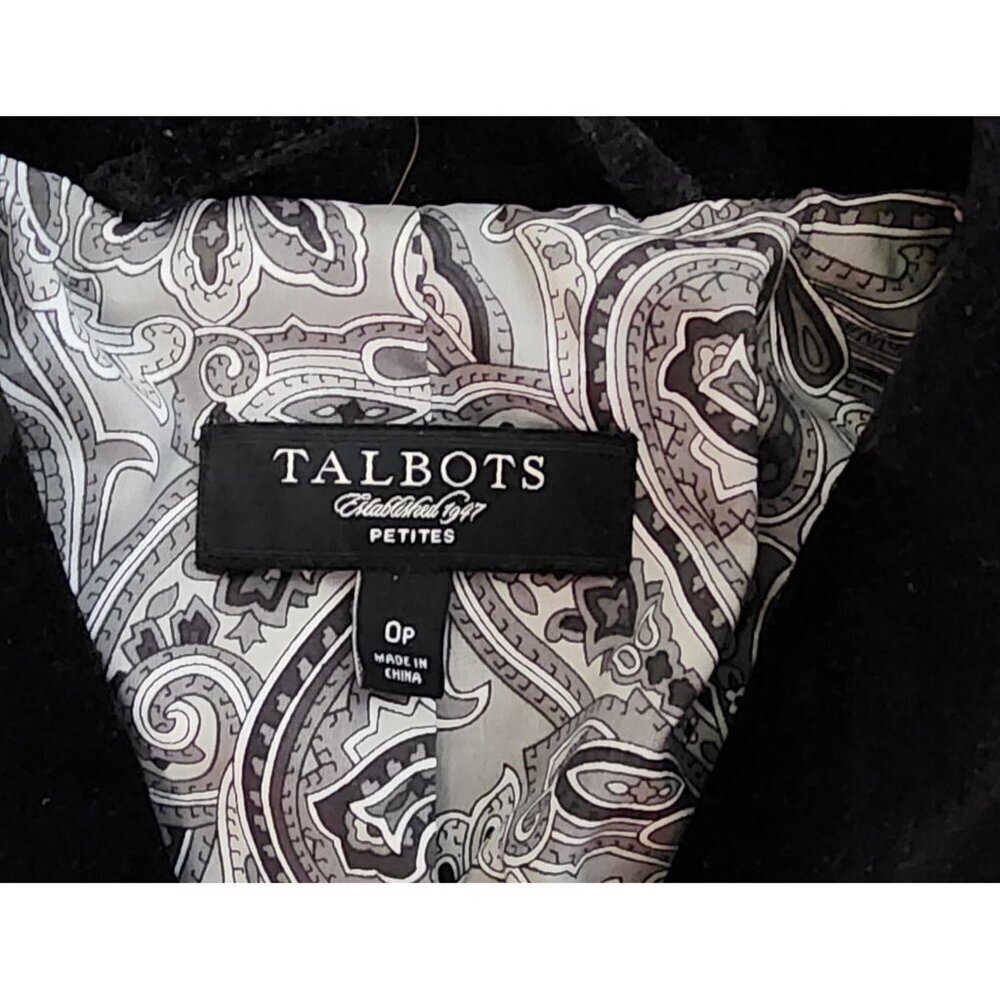 Talbots Velvet Blazer Jacket Women 0 0p Petites Black Cotton Single Vent Formal - Picture 3 of 10